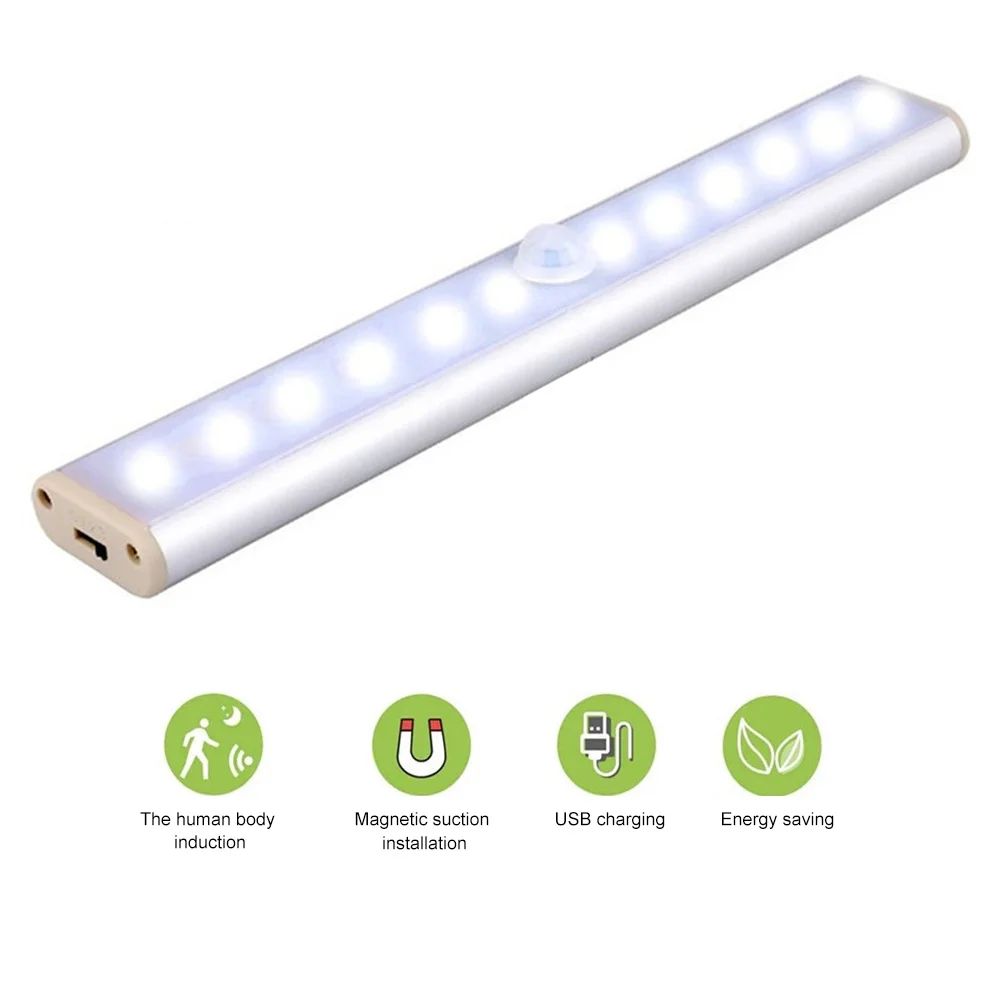 

12/14/20/60 LED Induction Light Cordless Motion Sensor Closet Lighting Rechargeable Energy Saving Night Lamp for Cabinet Stairs