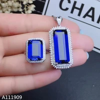 kjjeaxcmy boutique jewelry 925 sterling silver inlaid natural sapphire gemstone necklace ring pendant suit support detection