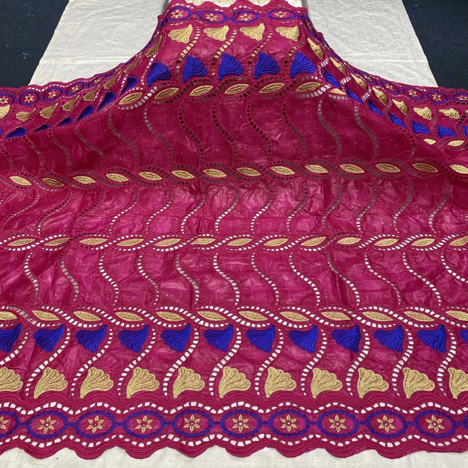 

5yards african lace fabric 2020 high quality lace cotton bazin riche fabric latest embroidery basin riche brode lace french