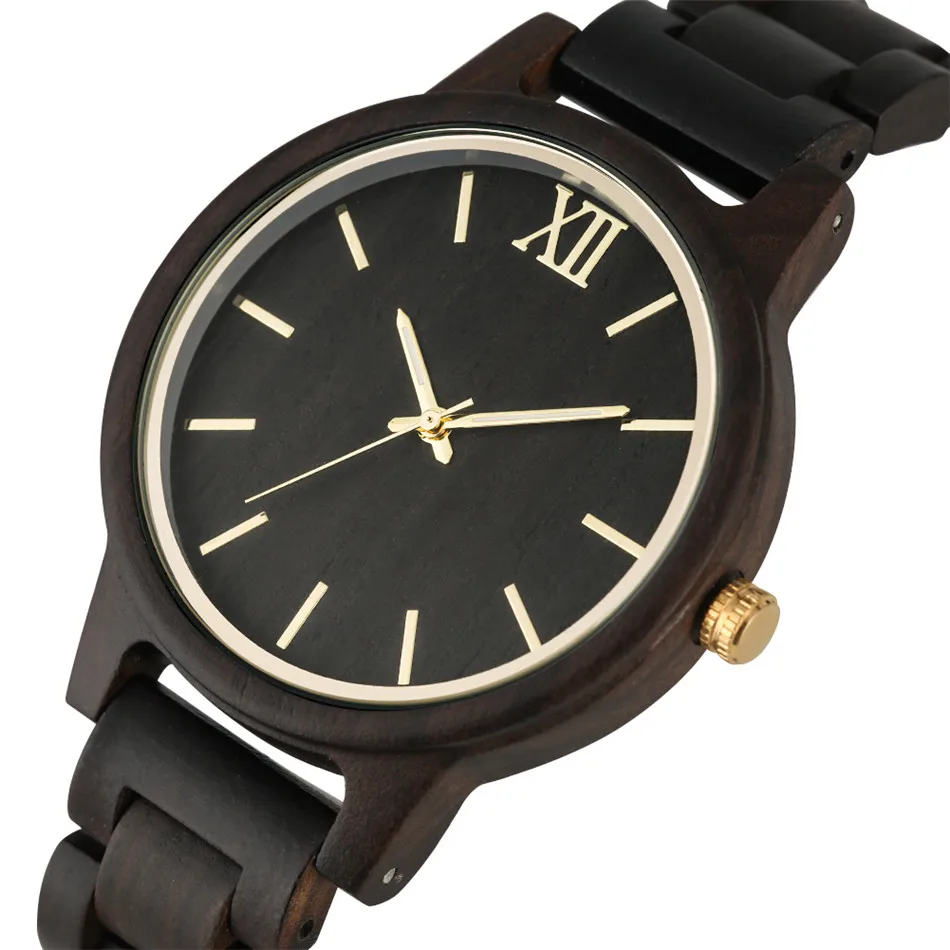 Часы REDFIRE из черного дерева женские кварцевые часы с деревянным браслетом