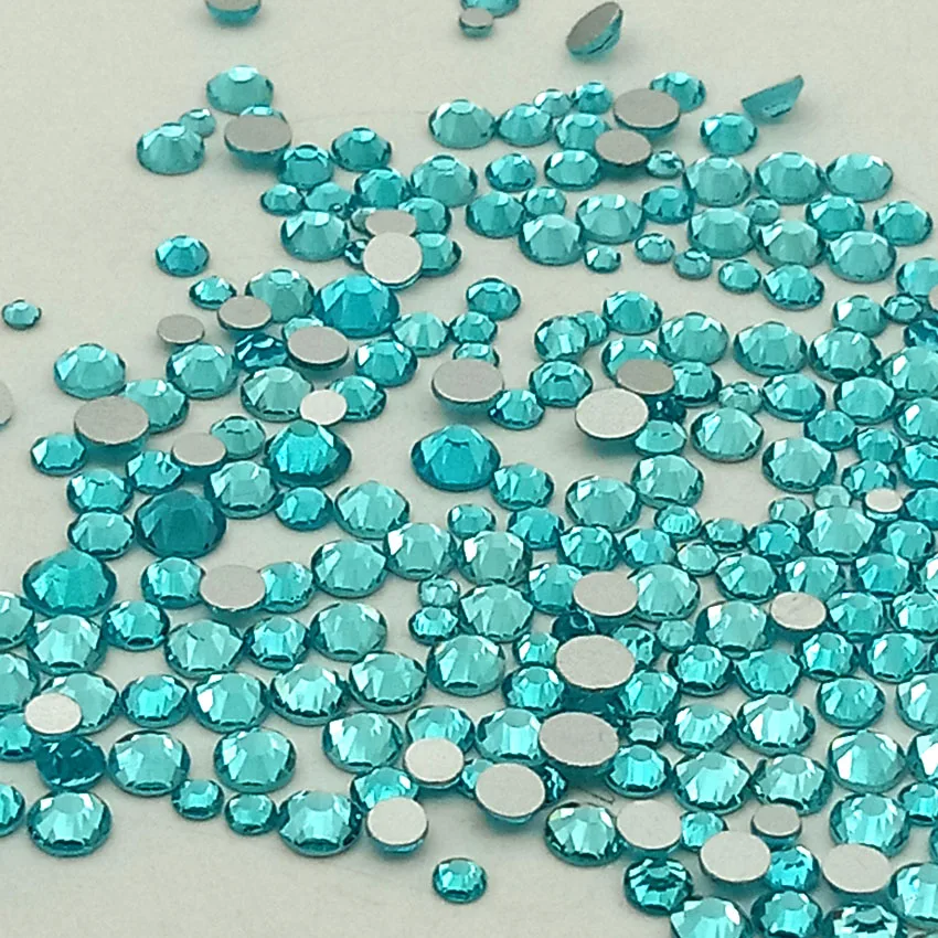 Стразы для ногтей с голубыми кристаллами стразы без горячей фиксации плоской