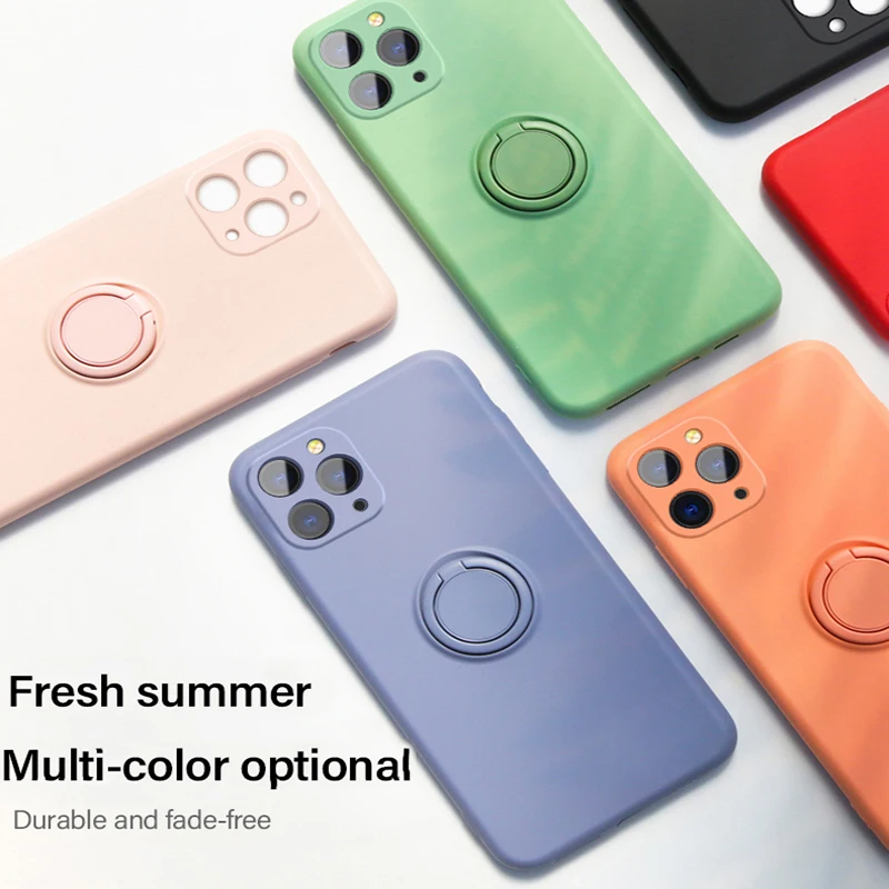 Ultra-thin Silicone Magnetic Phone Case For iPhone 13 12 11 Pro SE XS max XR X 8 7 6 Plus Ring Bracket Cover