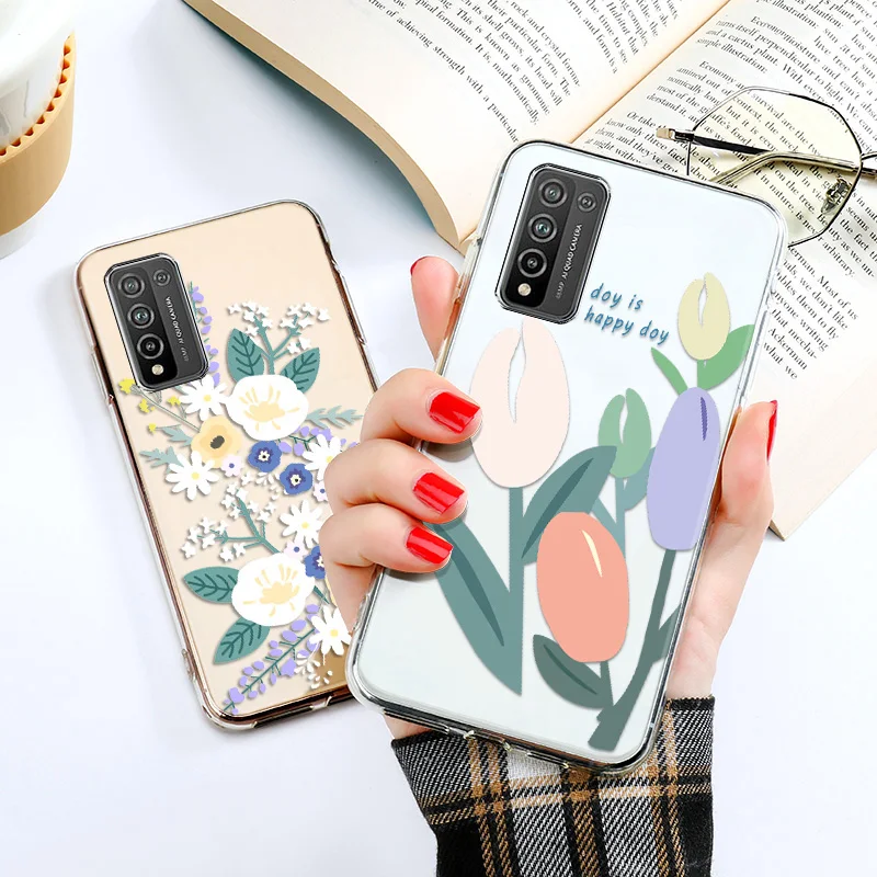 

Transparent Case For Huawei Honor 10i Cases Silicon Flower Phone Fundas Huawei Honor 10X Lite 10 Light Covers Soft TPU Bumper