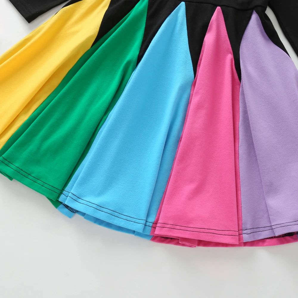 Новое Радужное платье для маленьких девочек Хлопковое детское с длинными