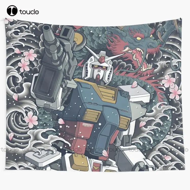 

Гобелен с синим драконом Gundam тату, новый гобелен, настенный гобелен для гостиной, спальни, домашний декор, настенное покрытие