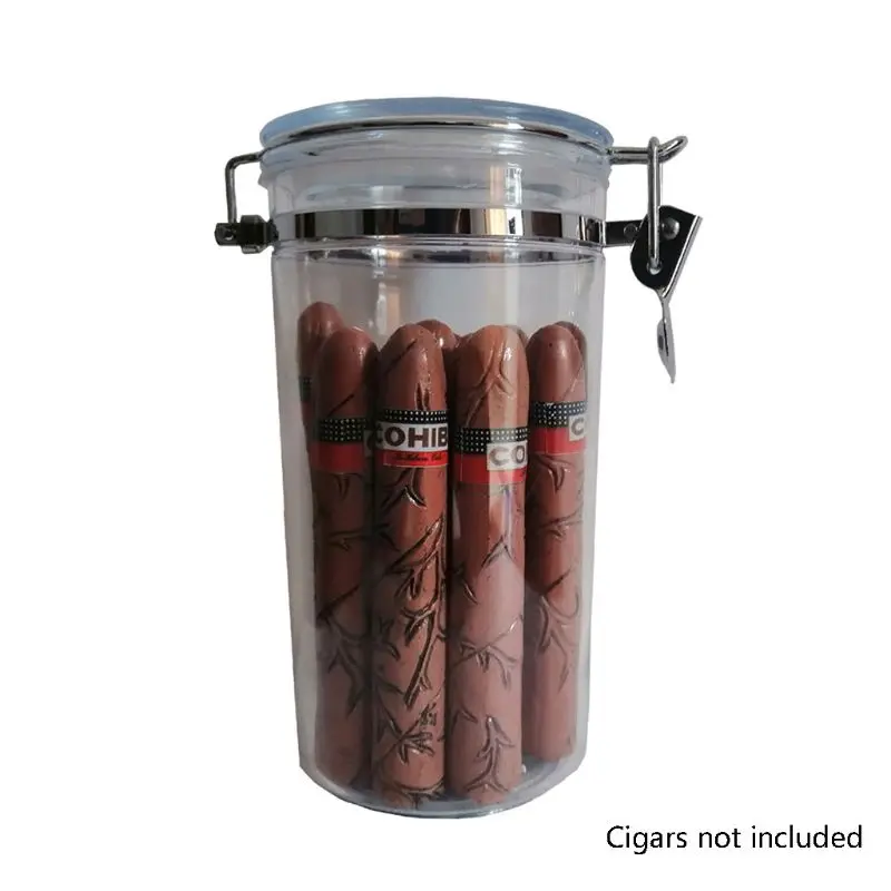 Акриловая Humidor банка с увлажнителем, humidor, который может вместить около 15 сигар ясно
