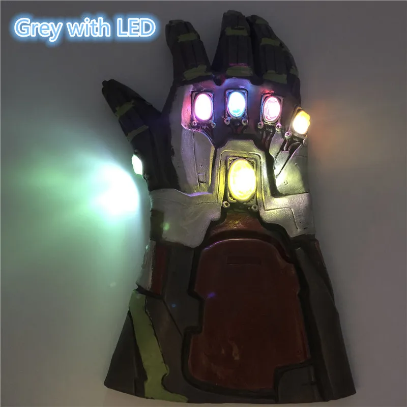 Grey led 1: 1 светодиодный светильник Thanos Gauntlet Военные перчатки косплей Хэллоуин костюм реквизит Endgame 4 Quantum - Цвет: Grey led