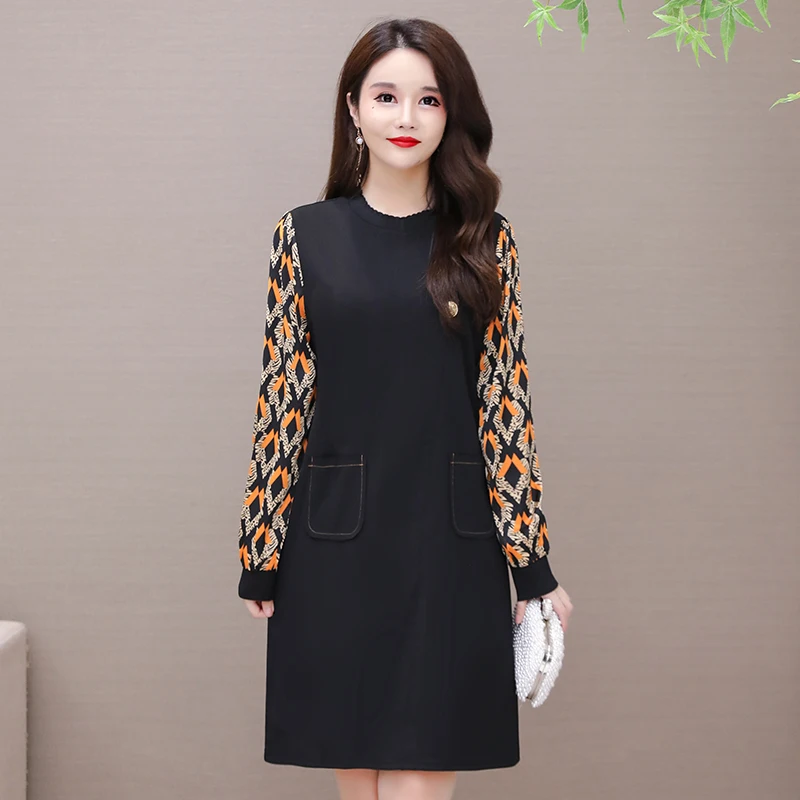 

COIGARSAM 5XL Plus Size Fashion Full Sleeve New Dresses 0197