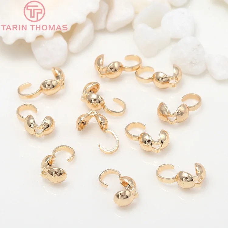 Застежки для ювелирных изделий латунные с покрытием под золото 24 карата 5x10 мм 50