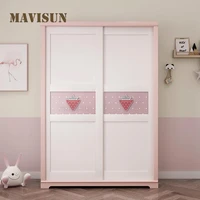 small apartment bedroom modern simple sliding door storage cabinet pink girl liked childrens room wardrobe bedroom furniture