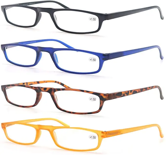 

MODFANS Reading Glasses - 4 Pairs Fashion Readers Narrow Frame Spring Hinge For Men Women