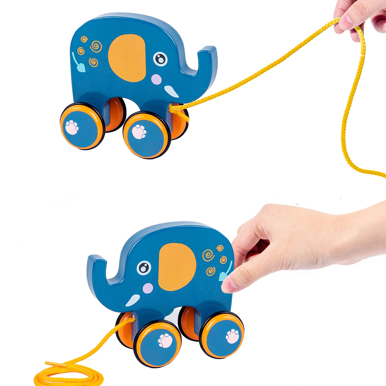 

Kids Pull Toys Cute Colorful Wooden Dinosaur Elephant Walking Toys For Infant Gift Toddlers Preschool Educational Walking Toy