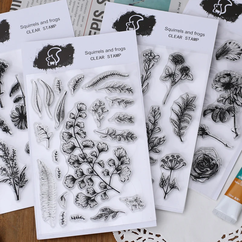 Винтажный прозрачный штамп с цветами и растениями декоративный дневник сделай