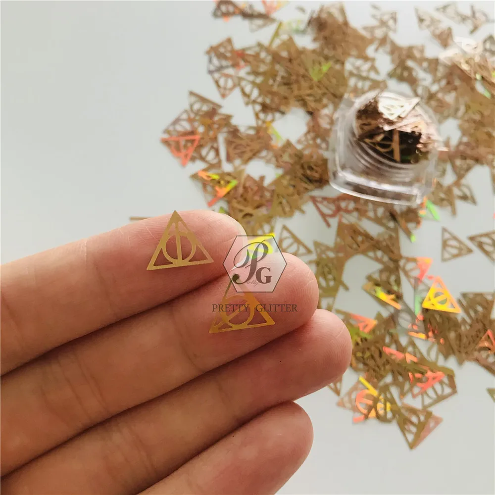 1 коробка пустотелых треугольников PrettyG голографические Блестки для смолы сделай