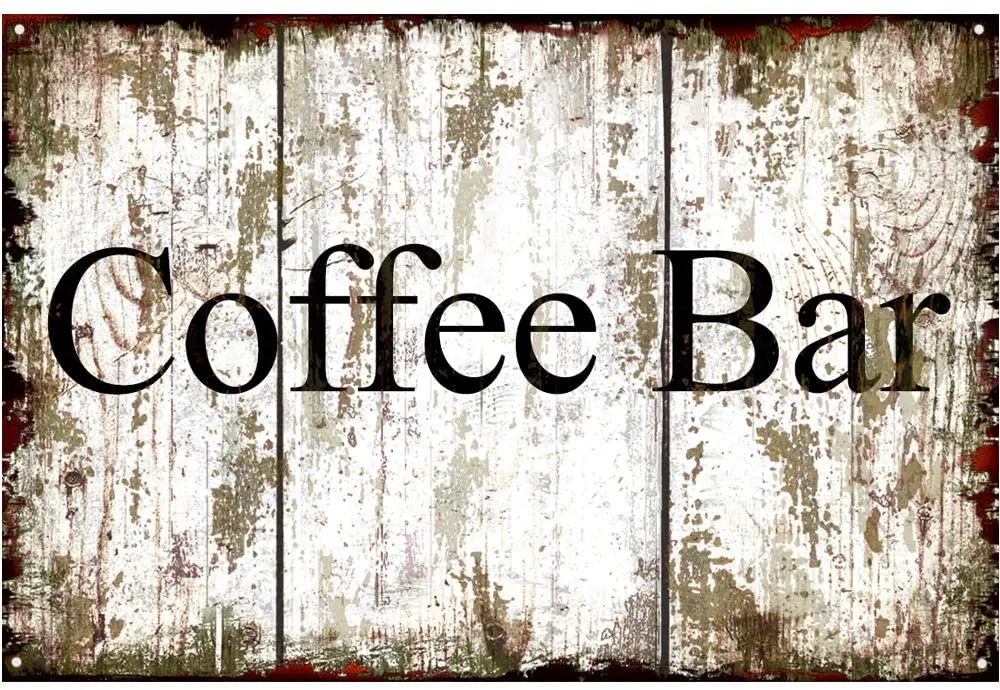 

Original Retro Design Coffee Bar Tin Metal Signs Wall Art|Thick Tinplate Print Poster Wall Decoration for Cafe/Kitchen Corner