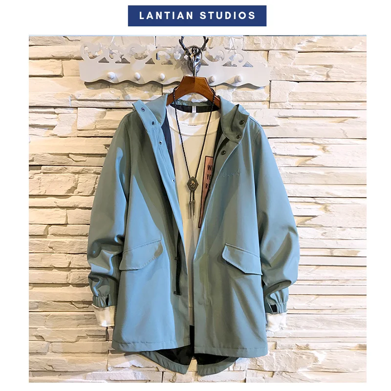 Осенние мужские куртки однотонного цвета 2019 зимние повседневные свободные