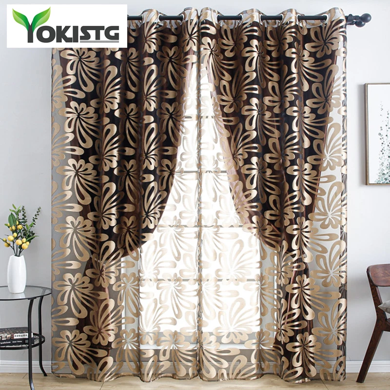 YokiSTG геометрический цветок чистой Шторы для Гостиная в Спальня кухонные
