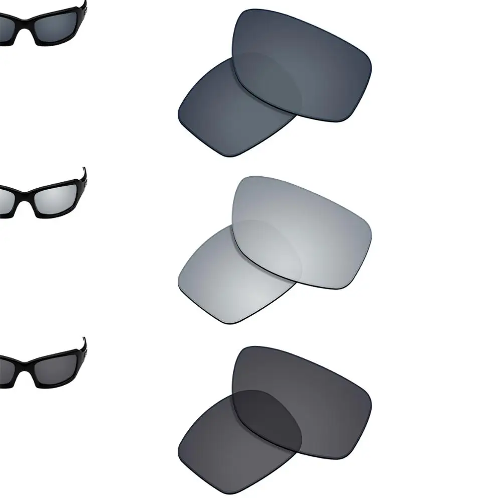 

3 пары поляризованных солнцезащитных очков SmartVLT, Сменные линзы для квадратных линз Oakley Fives, черный щит, серебристый, однотонный черный