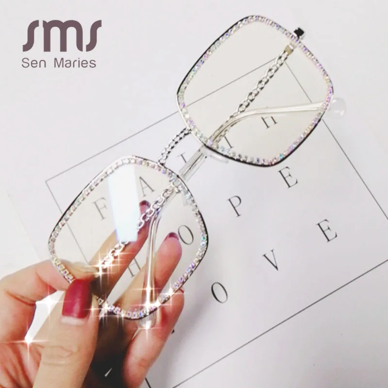 Женские квадратные солнцезащитные очки Sen Maries роскошные с прозрачными