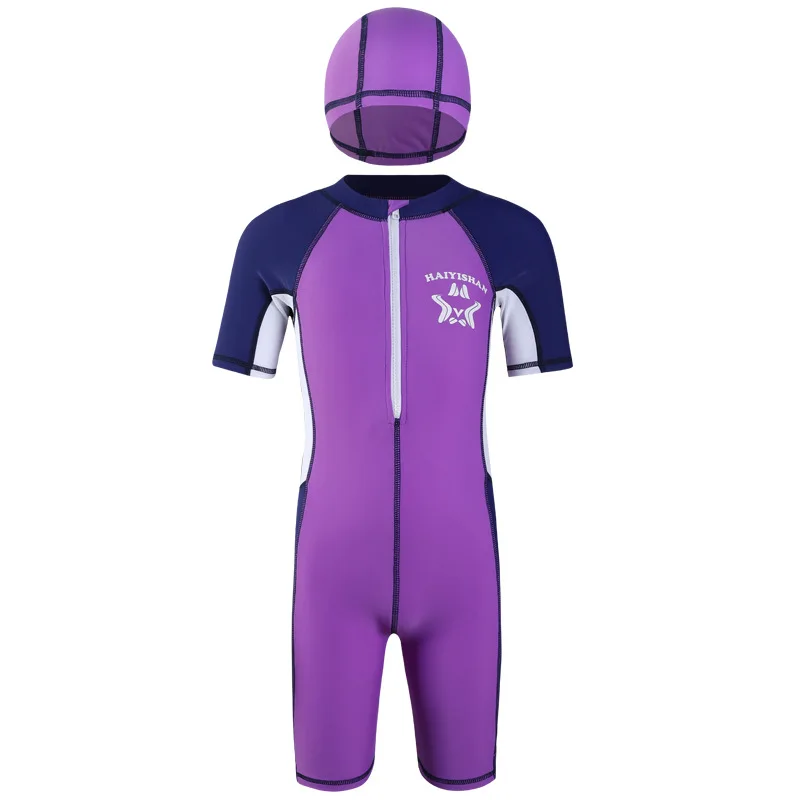 Детский цельный купальник детский с защитой от солнца костюм длинными рукавами