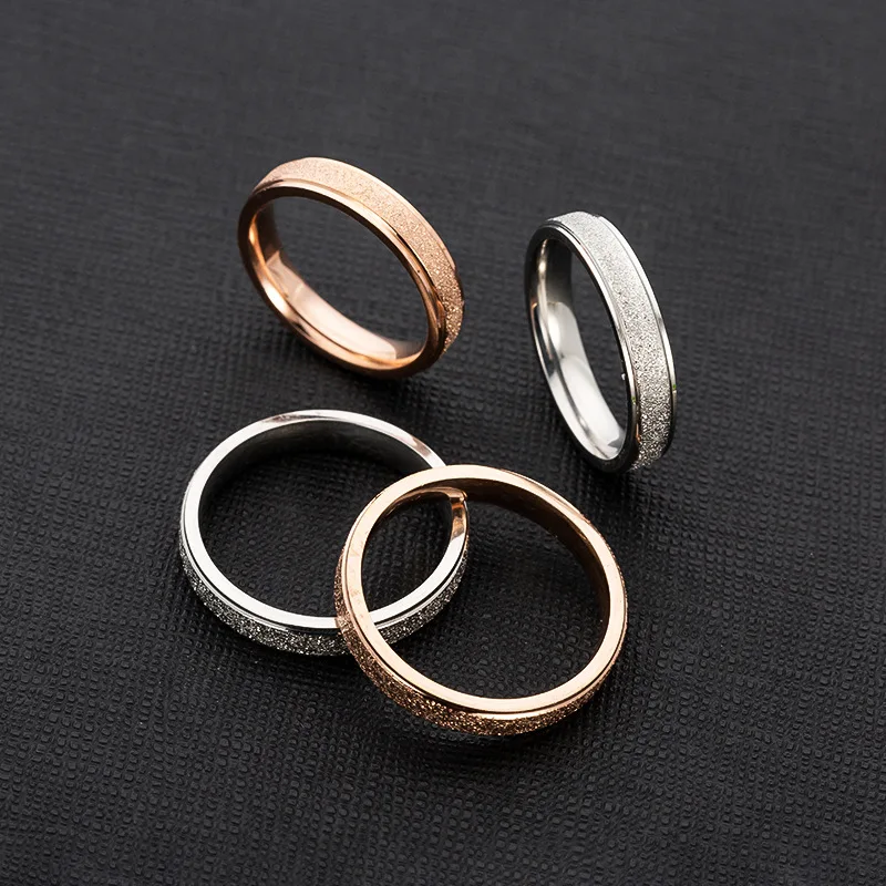 

New Arrival High Quality Fashion Simple Stainless Steel Women Men Rings 4mm Width Rose Gold Color Finger Gift Friendship Jewelry