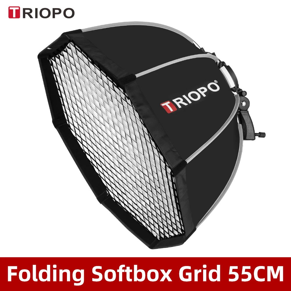 Triopo KS55 55 см Speedlite портативный софтбокс в виде ВОСЬМИУГОЛЬНОГО зонта с сотовой сеткой наружная вспышка Мягкая коробка для Canon Nikon Godox