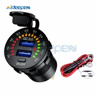 dc 12v 24v led digital voltmeter car motocycle voltage meter volt detector tester dual usb quick tablet charger qc3 0 adapter