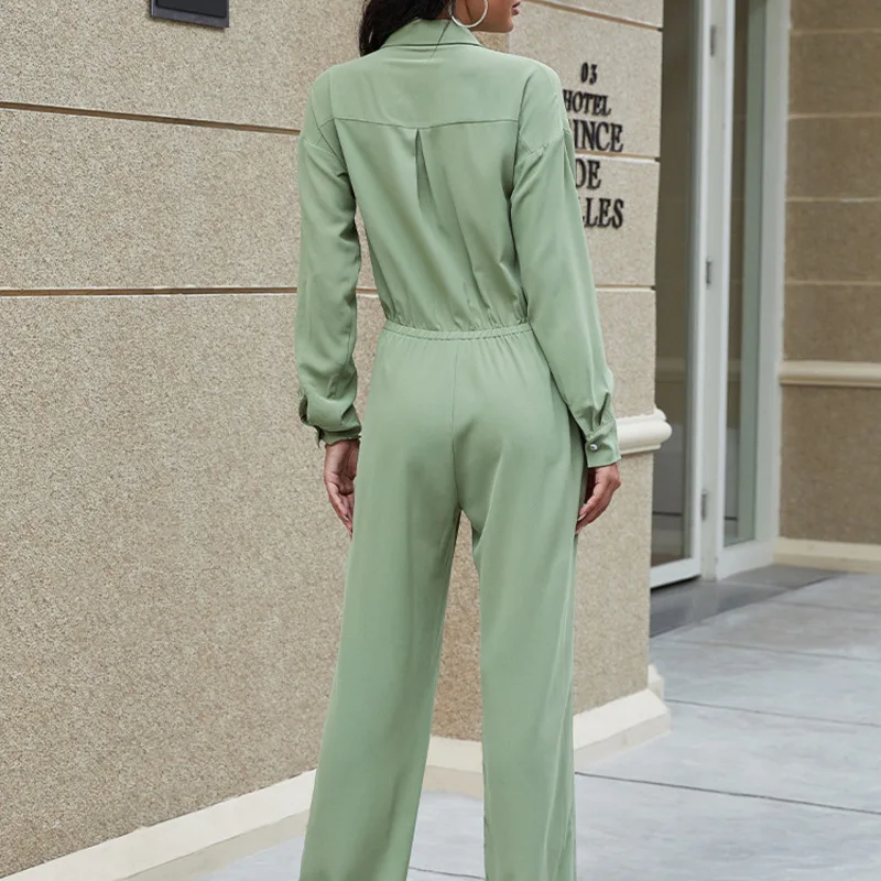 

Women's Jumpsuits Overalls Long Sleeve Female Summer Ladies Jumpsuit Bodycon Boho 2020 Womens Clothing Shirt Wide-Legged Pants
