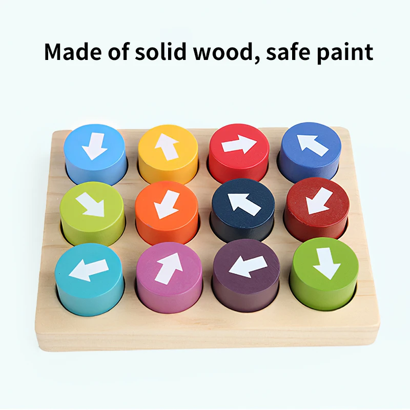 

Kids Montessori Wooden Toys Children Arrow Matching Game Learning Color Direction Cognition Kindergarten Early Educational Toys