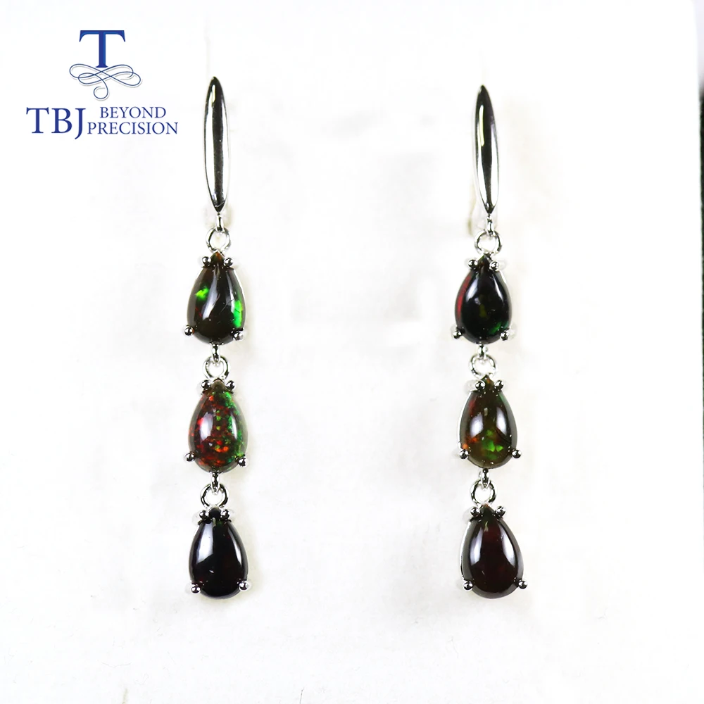 Женские длинные серьги с эфиопским опалом 5 карат TBJ ювелирные украшения из