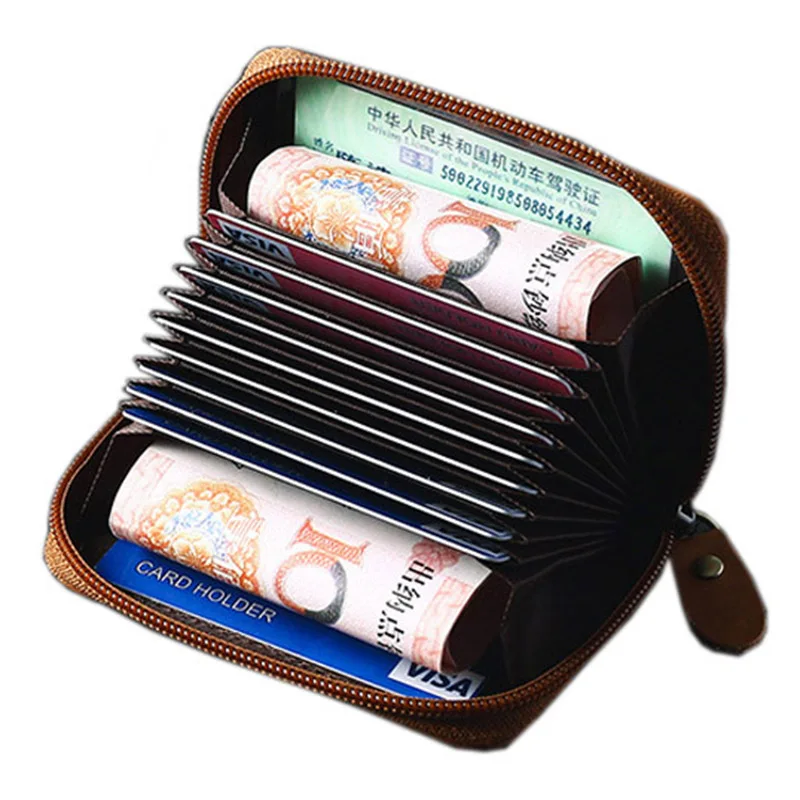 Держатель для кредитных карт кожаный бумажник RFID визитница мужчин и женщин