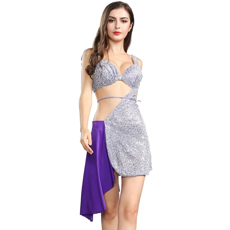 Сексуальный живот Танцы платье Для женщин блестками костюм живота Костюмы