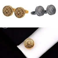 carved antique gold silver color greek royal pattern cufflinks banquet suit shirt french cuff links high end mens jewelry gifts