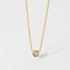 18K позолоченное ожерелье из нержавеющей стали с круглым цирконием для женщин минималистичное классическое ожерелье-чокер