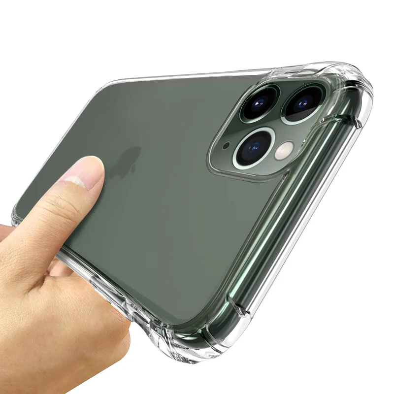 Противоударный силиконовый чехол-бампер для iPhone 11 Pro Xs Max X Xr 6 6s 7 8 Plus SE прозрачный