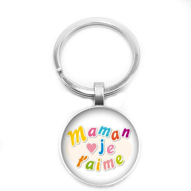 Новинка 2019 популярный выпуклый брелок с круглым стеклом французский надписью Je