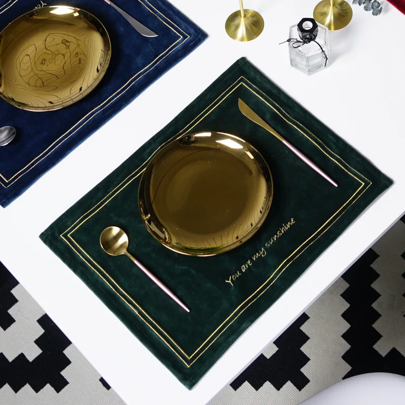 4 шт./лот зеленая прямоугольная бархатная кухонная подставка коврик для