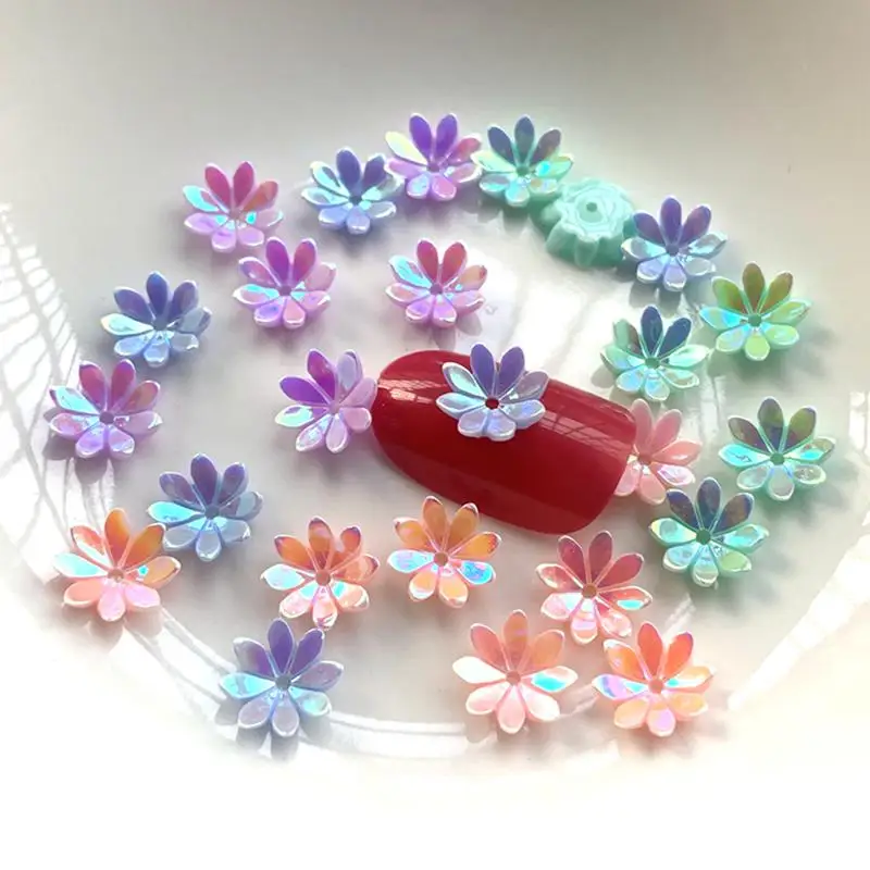 

50pcs Flower Nail Art Rhinestone non heat repair flat back acrylic nail stone nail art decoration DIY jewelry making accessories