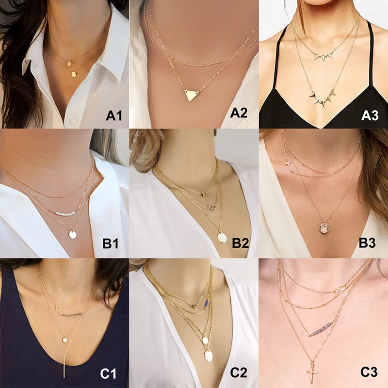 Стильное и простое изысканное многослойное ожерелье с металлической текстурой