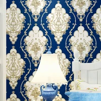 luxury damask vinyl wallpaper white black blue red pvc wall paper roll waterproof wall cover living room bedroom home decor