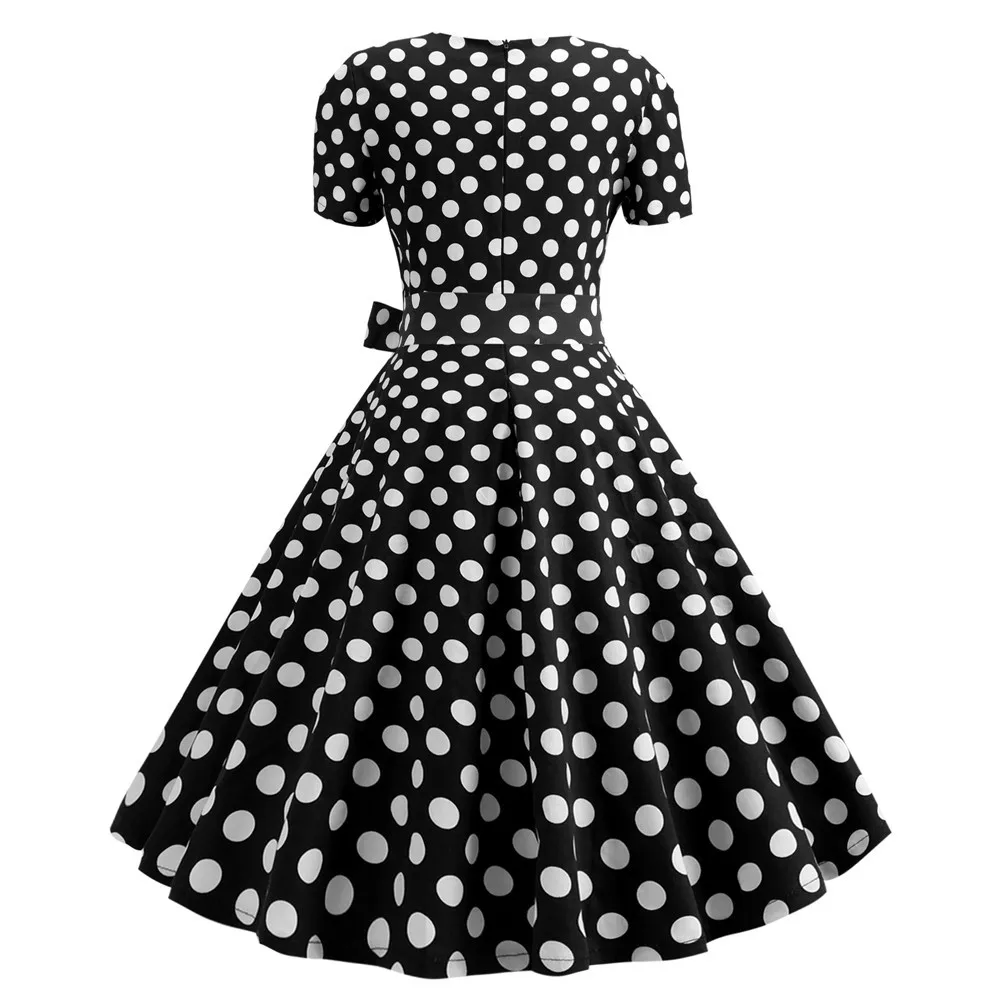 

Women Summer Dress 2021 Elegant Retro Vintage Plus Size Big Swing Red Polka Dots Dresses Casual Plus Size Party Vestido QY0895
