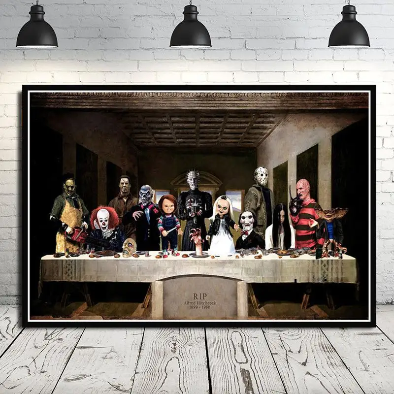 

Movie Poster Horror Pictures for Home Design The Last Supper Evil Scream Canvas Painting and Prints for Living Room Home Decor