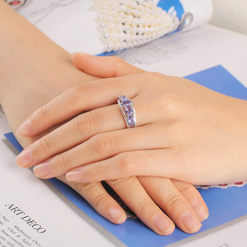 COSYA 925 пробы Элегантные кольца для женщин с голубым Сапфиром И танзанитом |