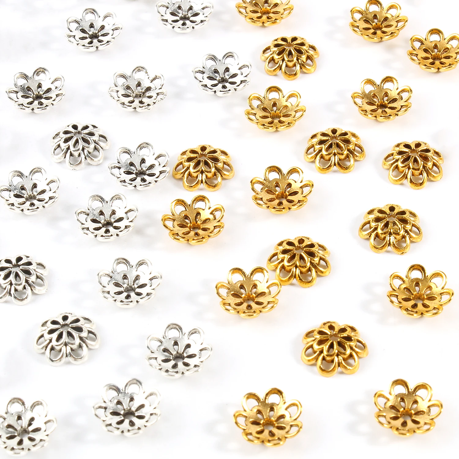 Тибетские антикварные серебряные цвета золотой цветок металлические прокладки