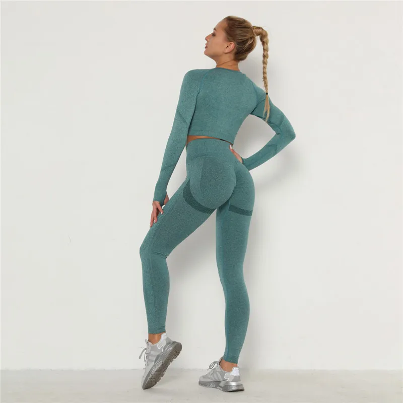 

Women Seamless Gym Clothes Fitness Tracksuit Workout Set Femme Gym Suit 2 Piece Sports Shirts Top Seamless Leggings Sport Set