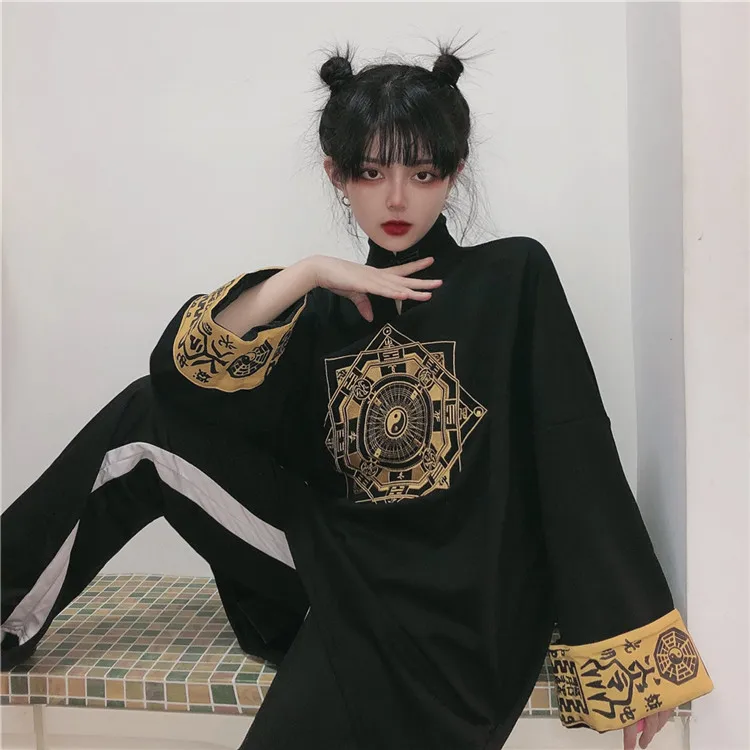 Женская флисовая толстовка средней длины в стиле династии Тан ретро водолазка