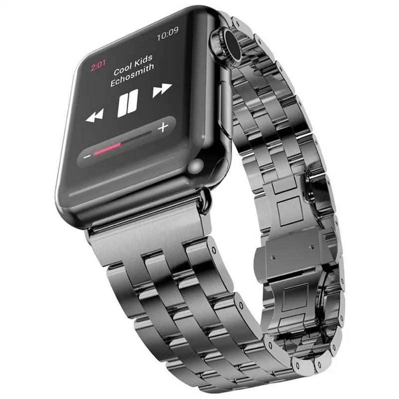 Ремешок из нержавеющей стали для Apple Watch Series 4 5 44 мм 40 мужской звеньевой браслет