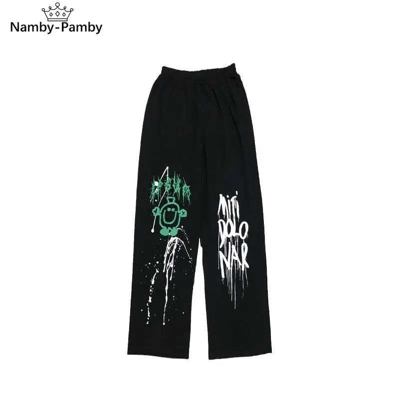 

Hippie Oversize Wide Leg Pants Women Korean Street Style Harajuku Goth Joggers Sweatpants Black Trousers Female Hip Hop