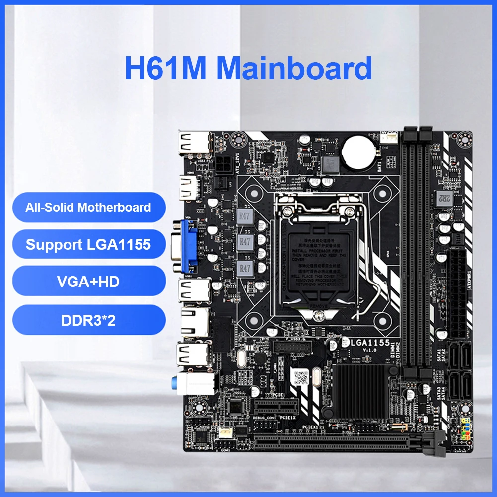 

Материнская плата H61M для компьютера, 1155-pin DDR3 ПАМЯТЬ, четырехъядерный процессор для Intel Core i7/i5/i3/Pentium/Celeron VGA + HDMI-совместимый аксессуар