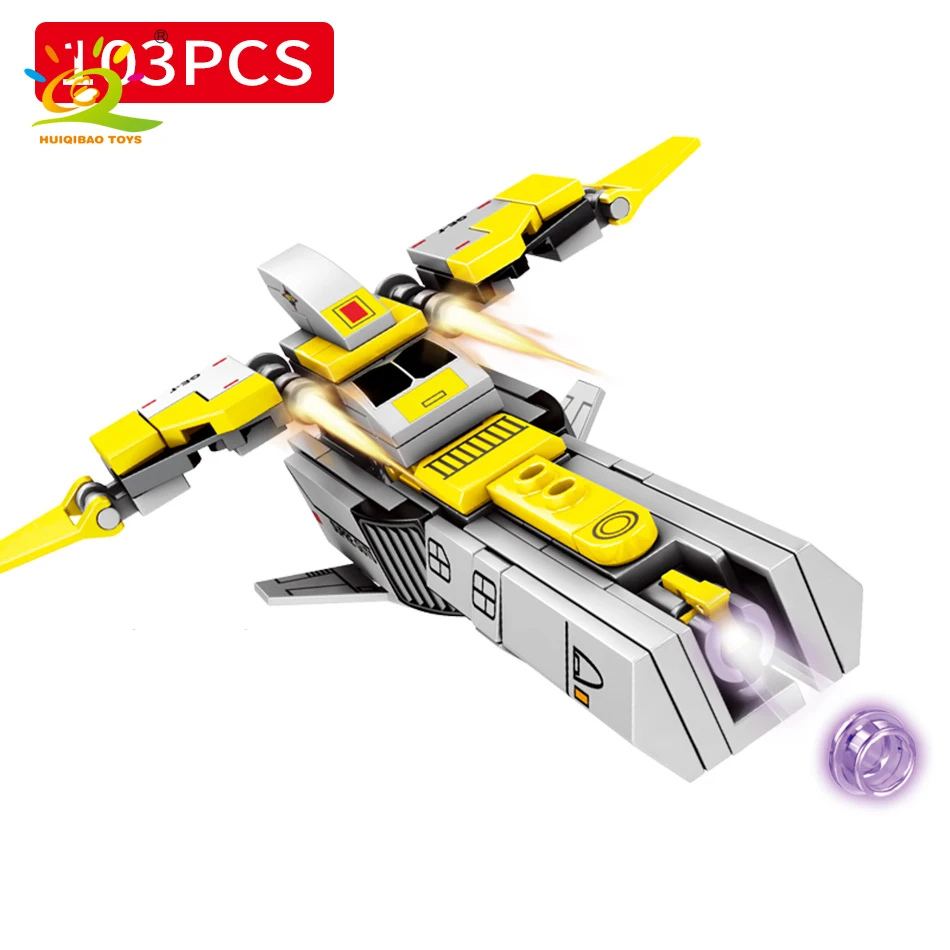 HUIQIBAO игрушки 429 шт 4in2 Ultraman боец строительный блок для детей мальчиков самолет Ginga
